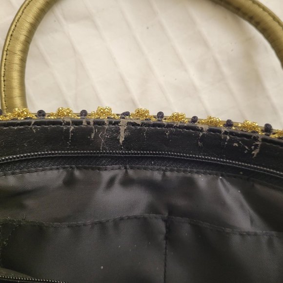 Malisha black and gold satchel. - Picture 7 of 7